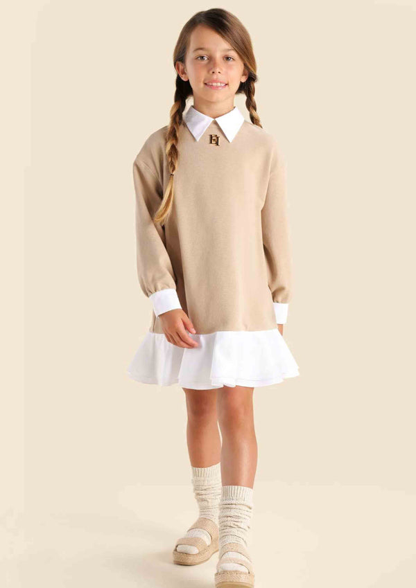 Elisabetta Franchi Camel Sweatshirt Dress (Toddler Version)