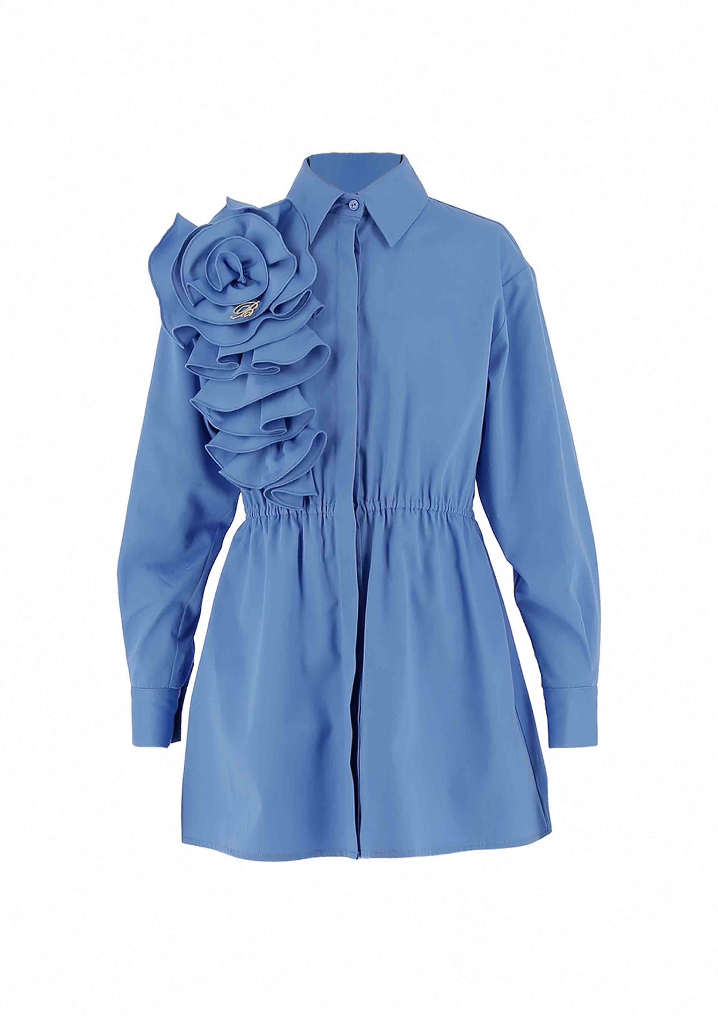 Miss Blumarine Blue Poplin Dress