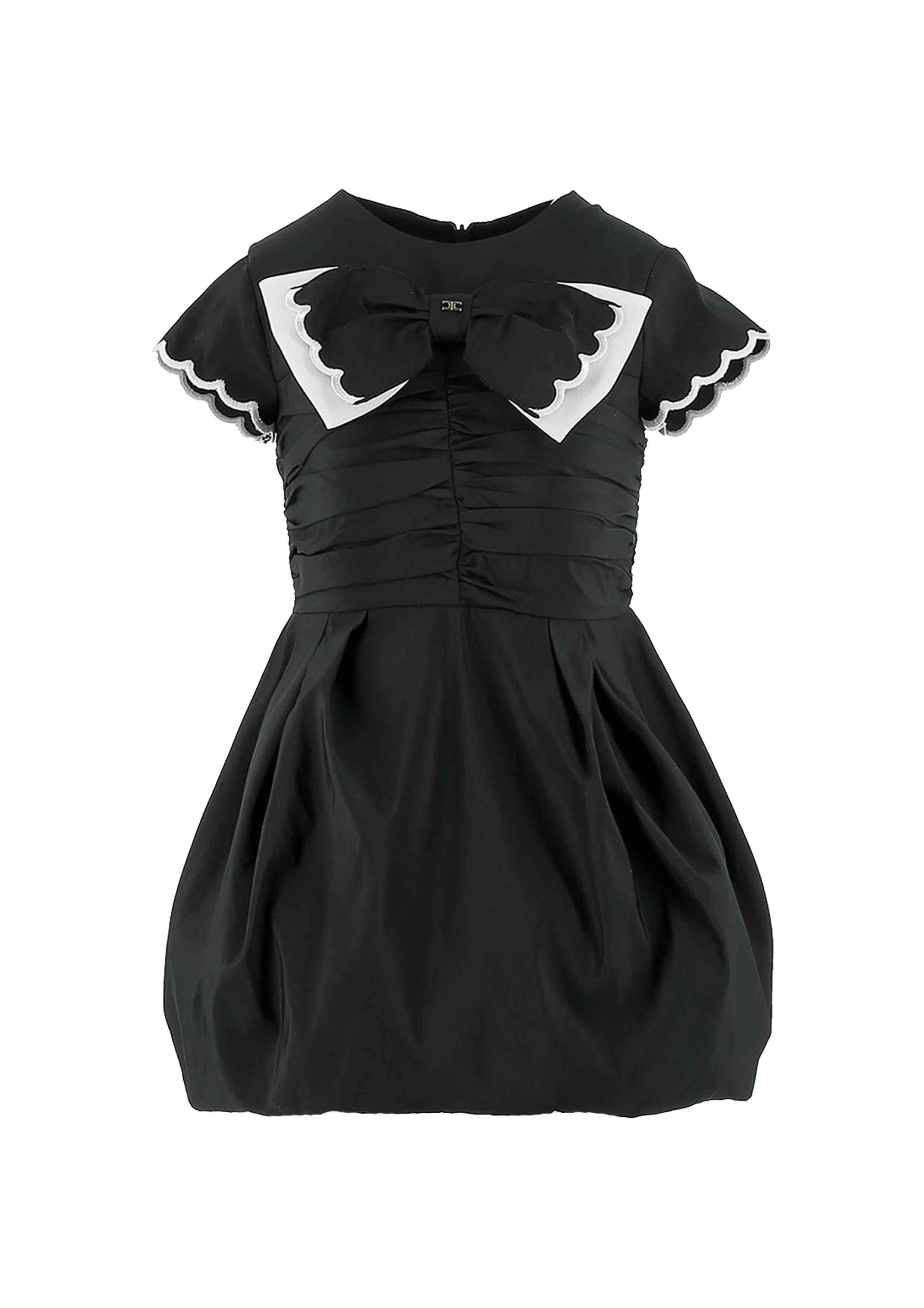 Elisabetta Franchi Ottoman Black Dress With Bow