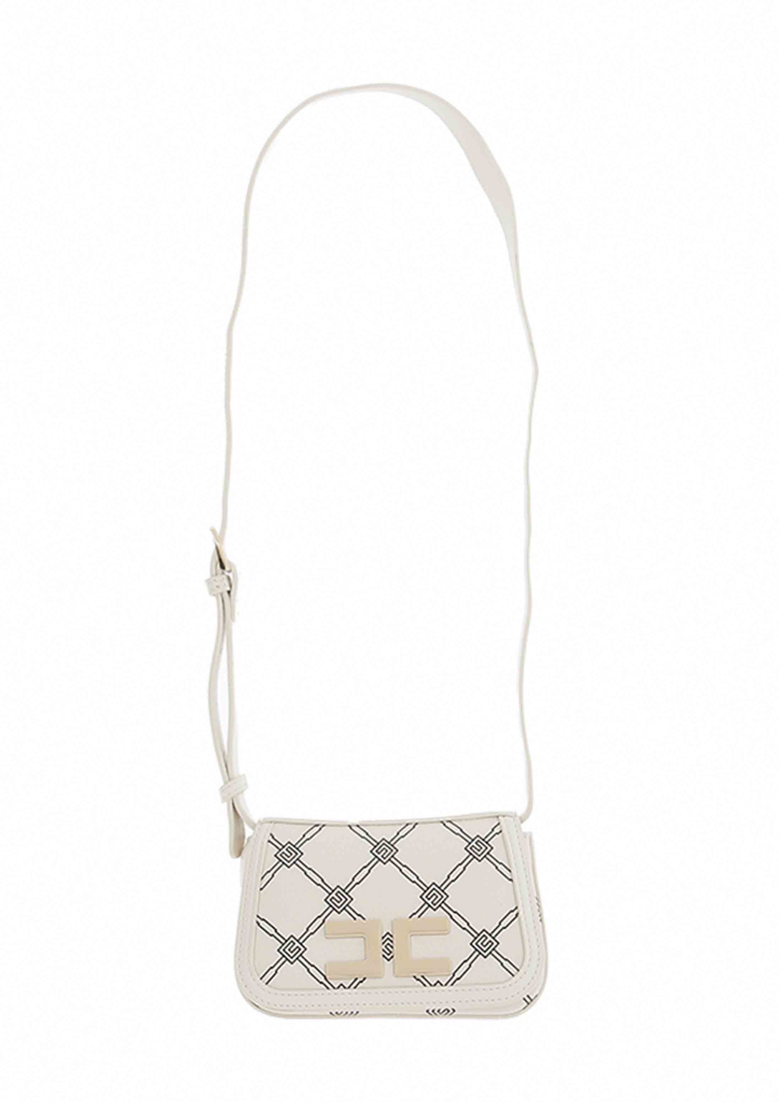 Elisabetta Franchi Print Mini Ivory Side Bag