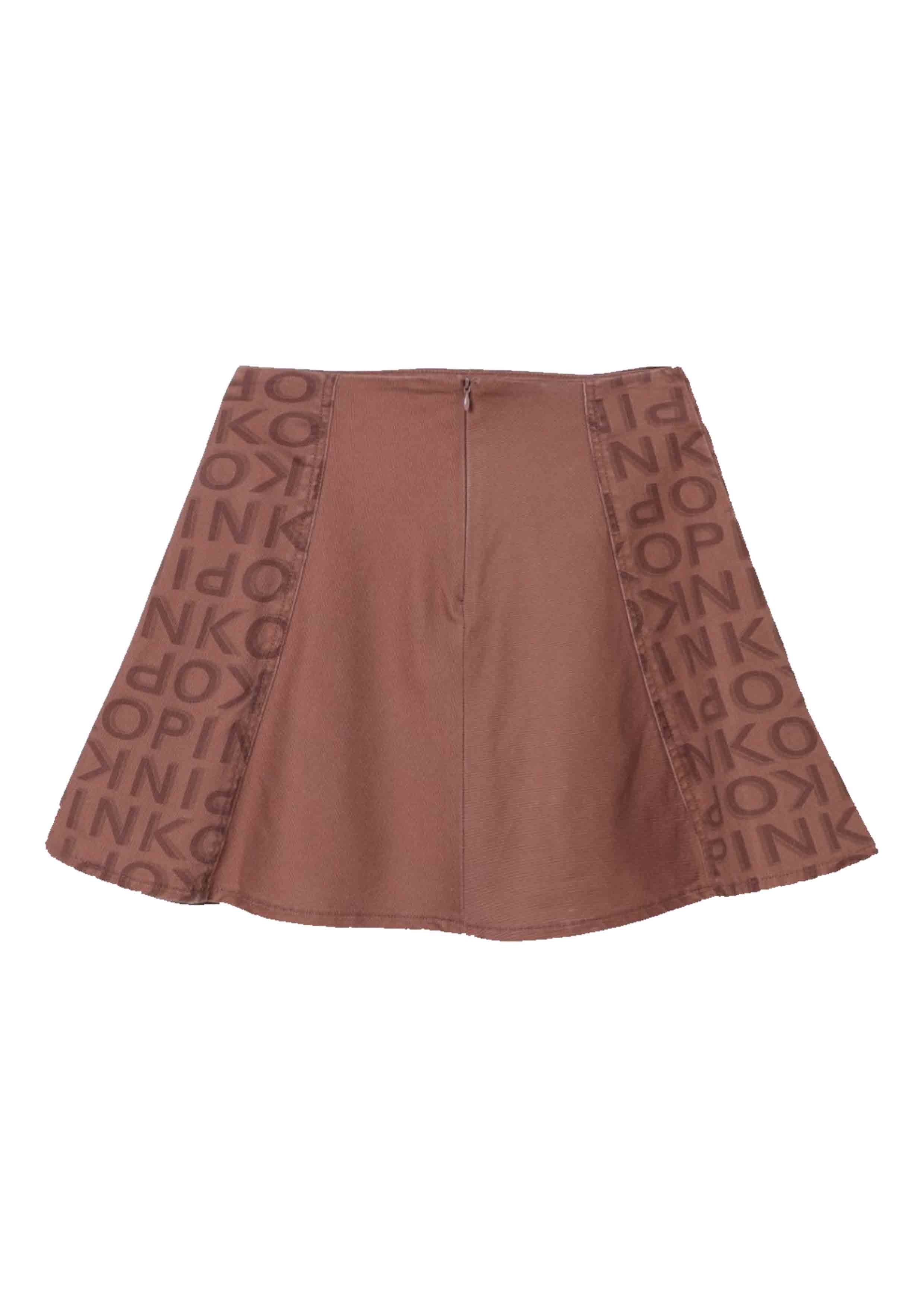 Pinko Gabardine Brown Logo-Print Skirt