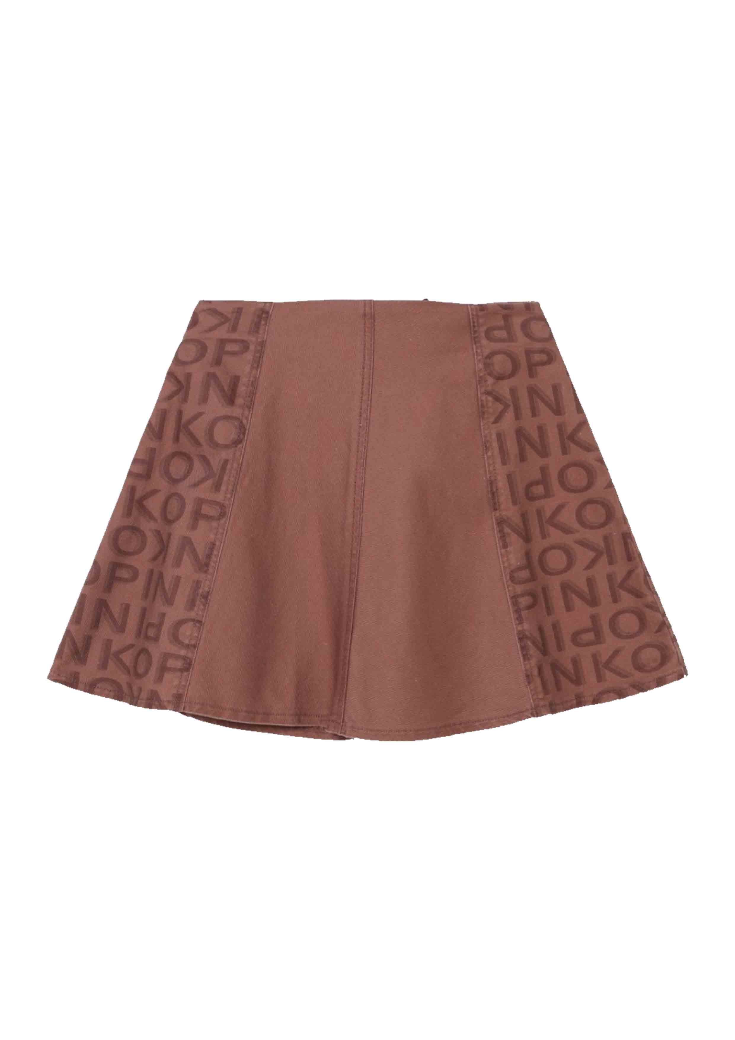Pinko Gabardine Brown Logo-Print Skirt