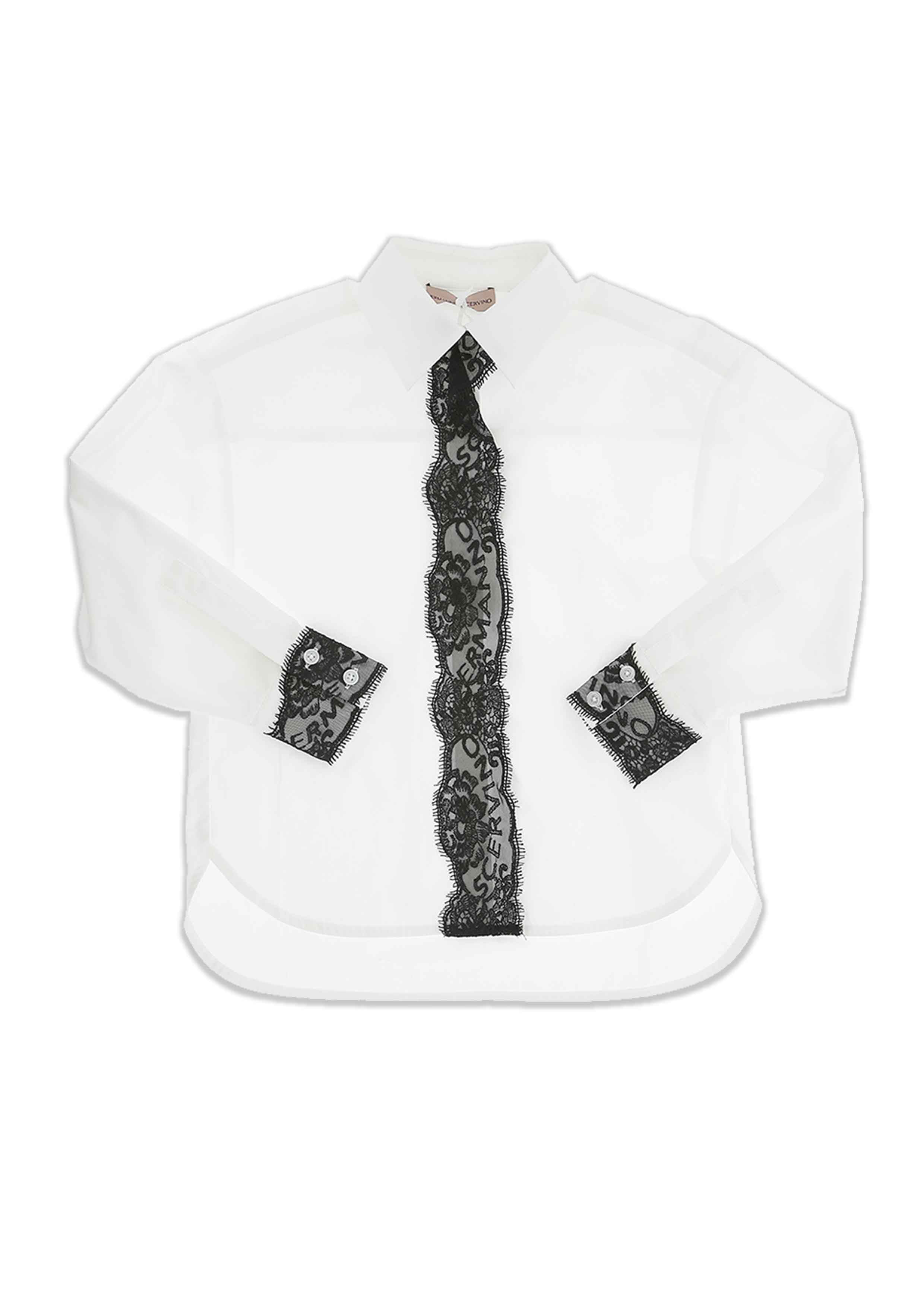 Ermanno Scervino White Shirt with Contrast Lace.
