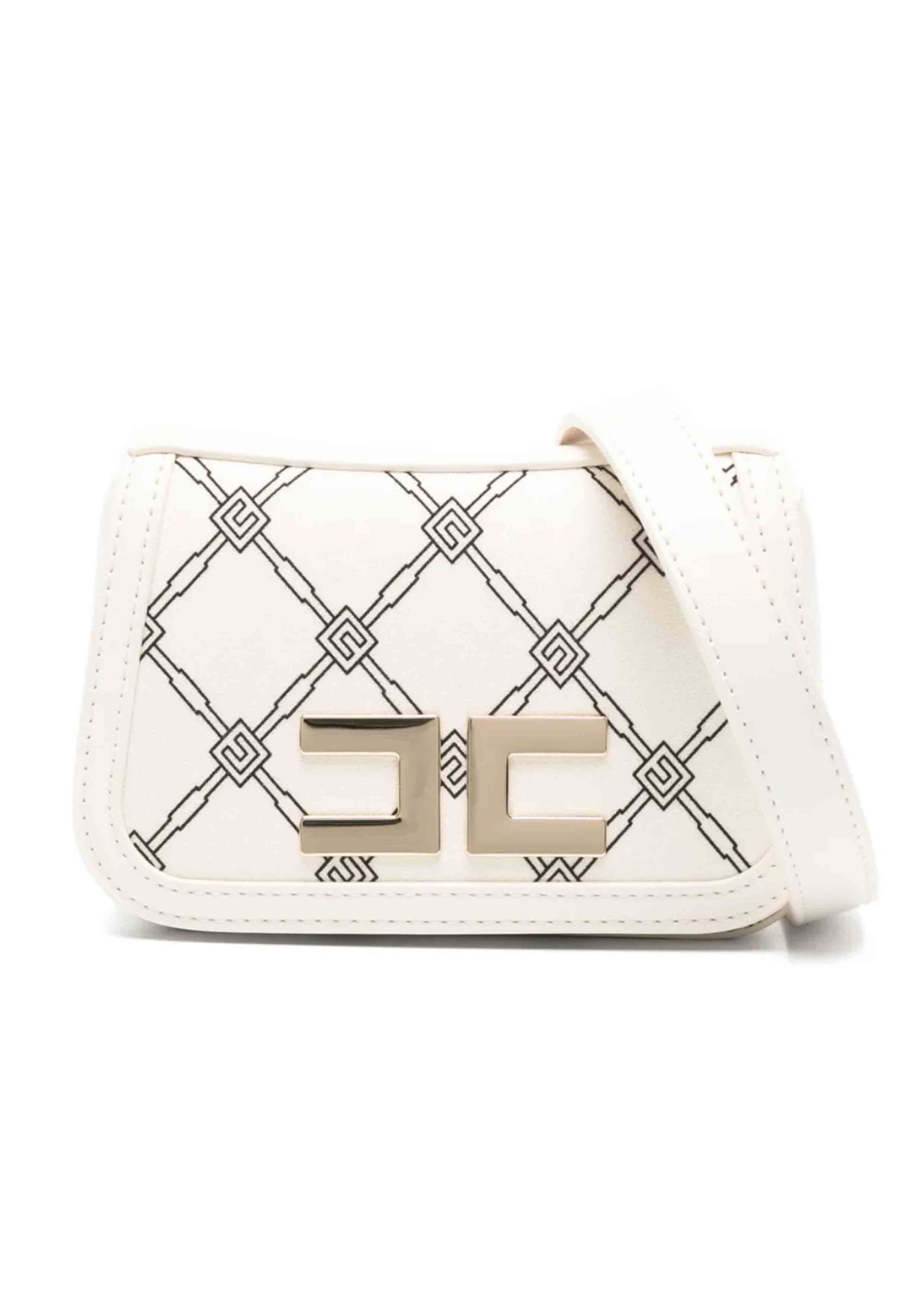 Elisabetta Franchi Print Mini Ivory Side Bag