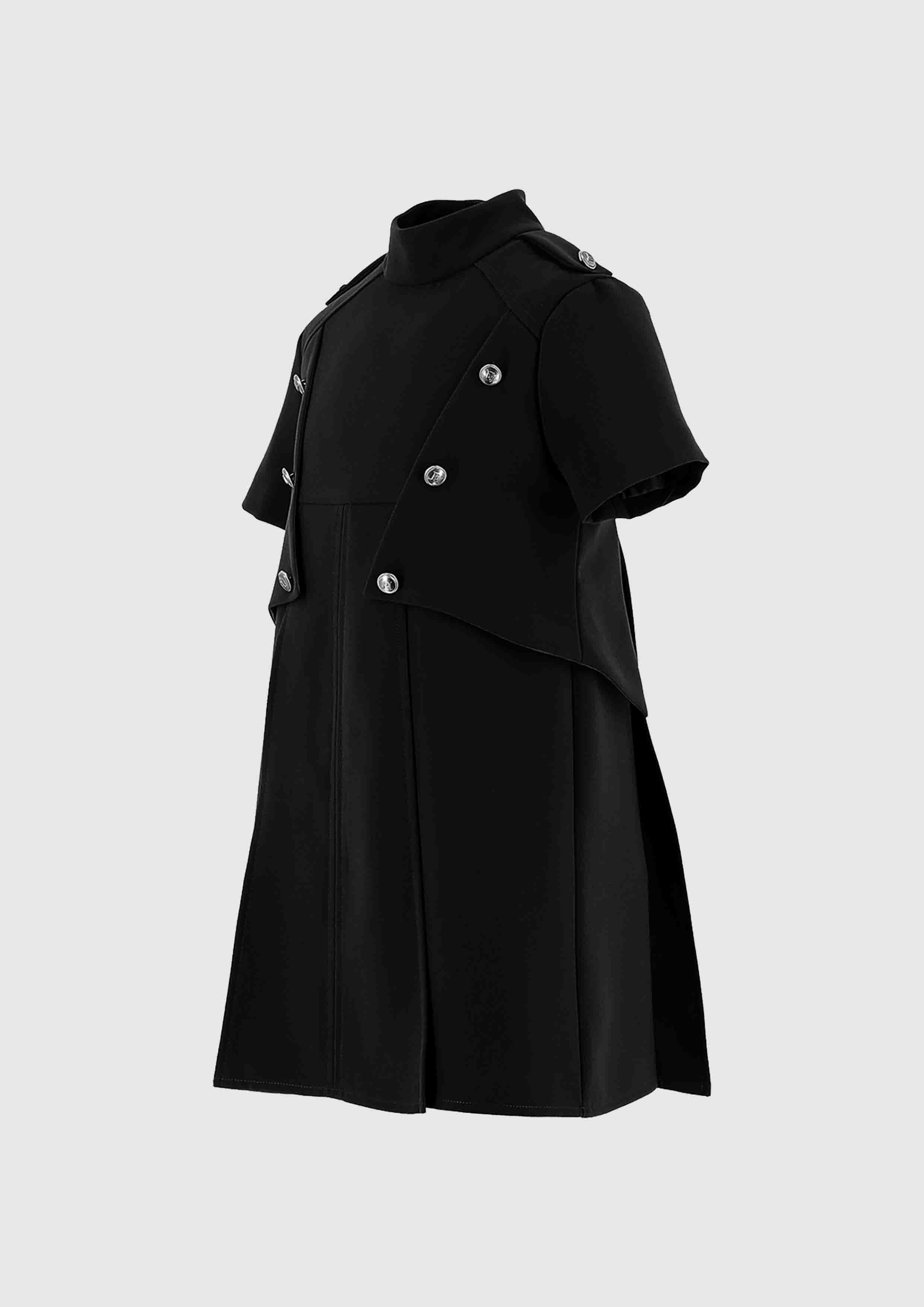 Elisabetta Franchi Black Crepe with Logo Buttons