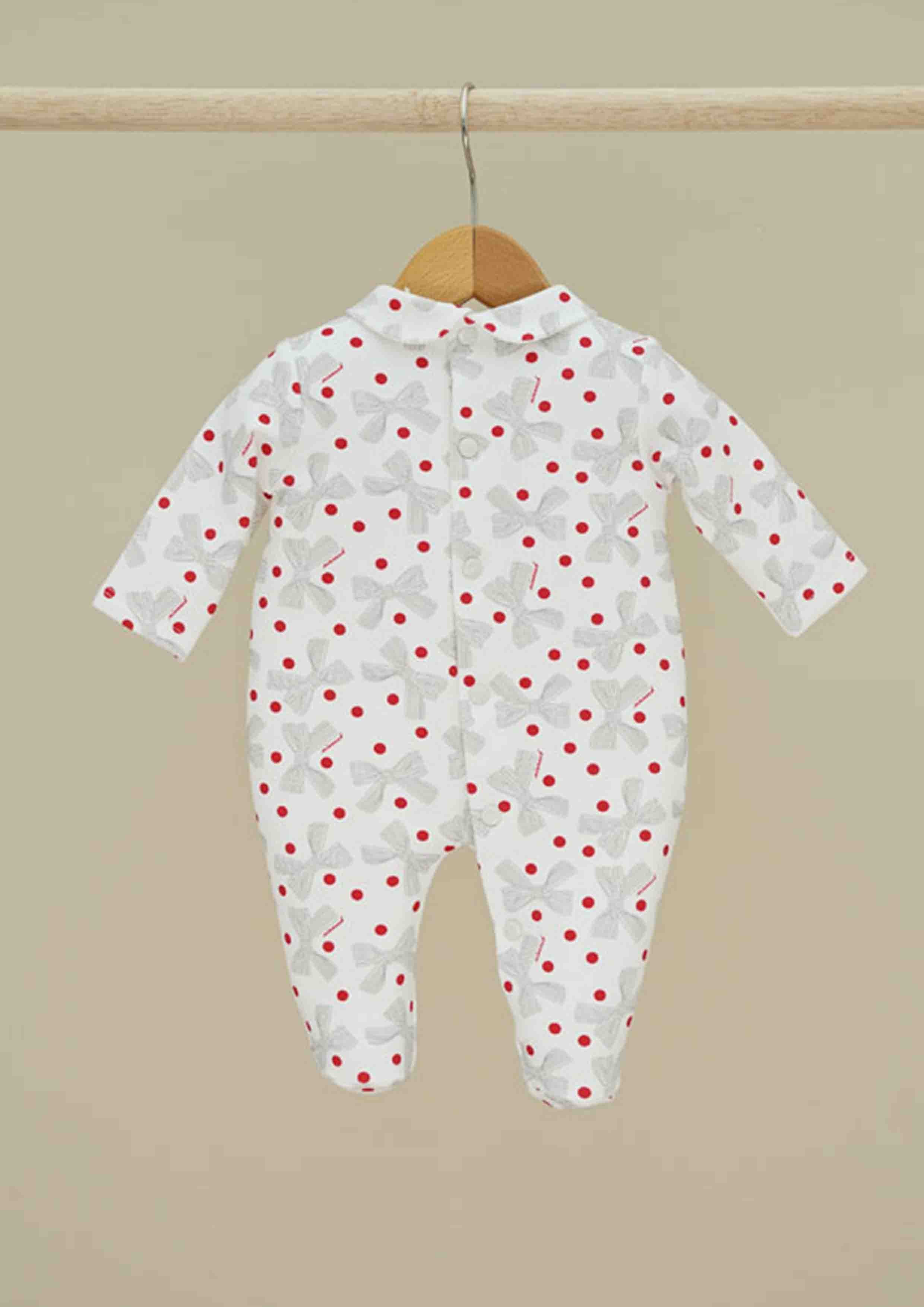 Ninnaoh Bow Print Onesie with Matching Hat