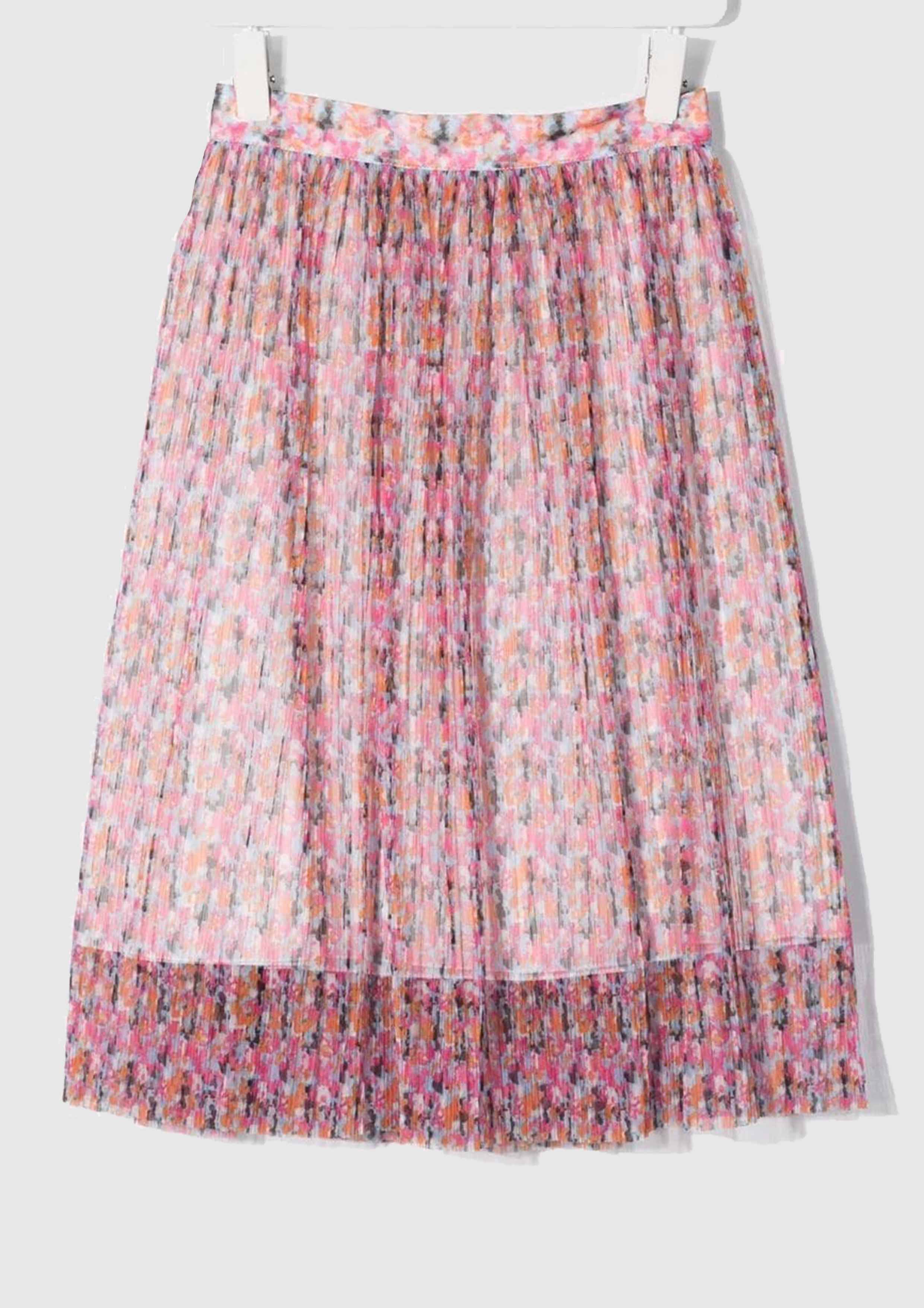 Ph Pleated Floral Midi Skirt