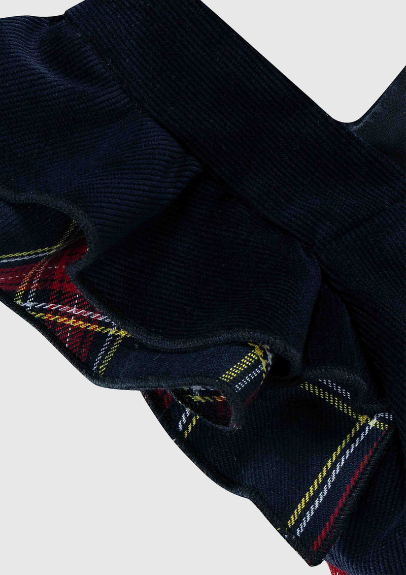 Lapin House Navy Blue Tartan Bow Dress