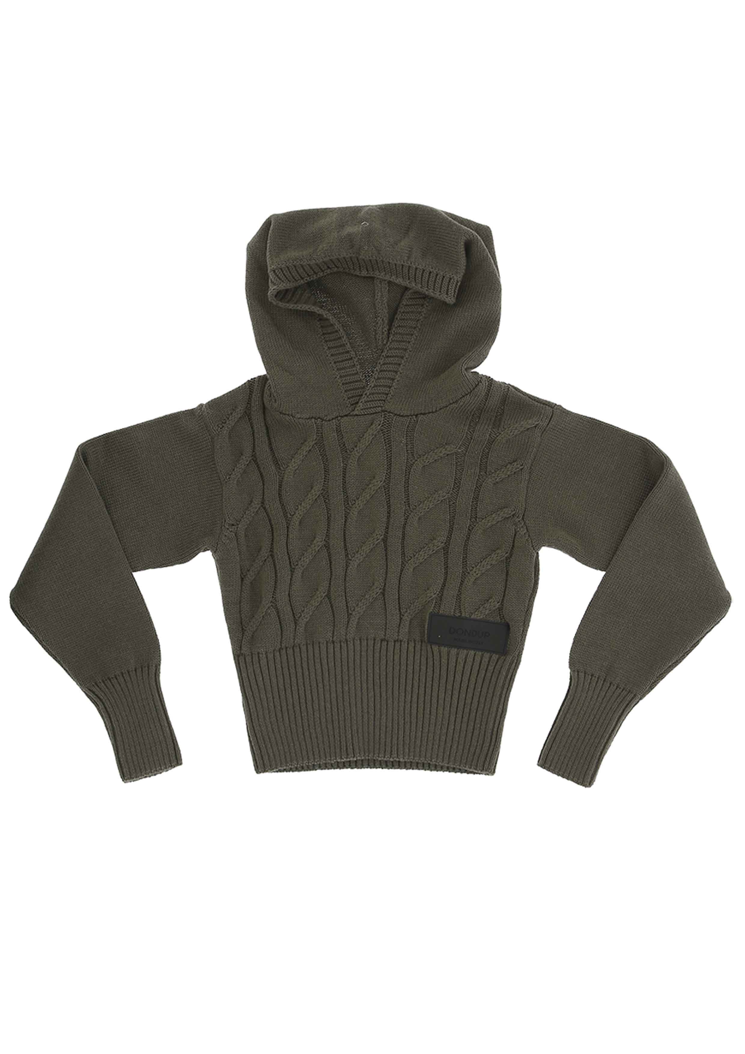Dondup Khaki Cable Hooded Sweater