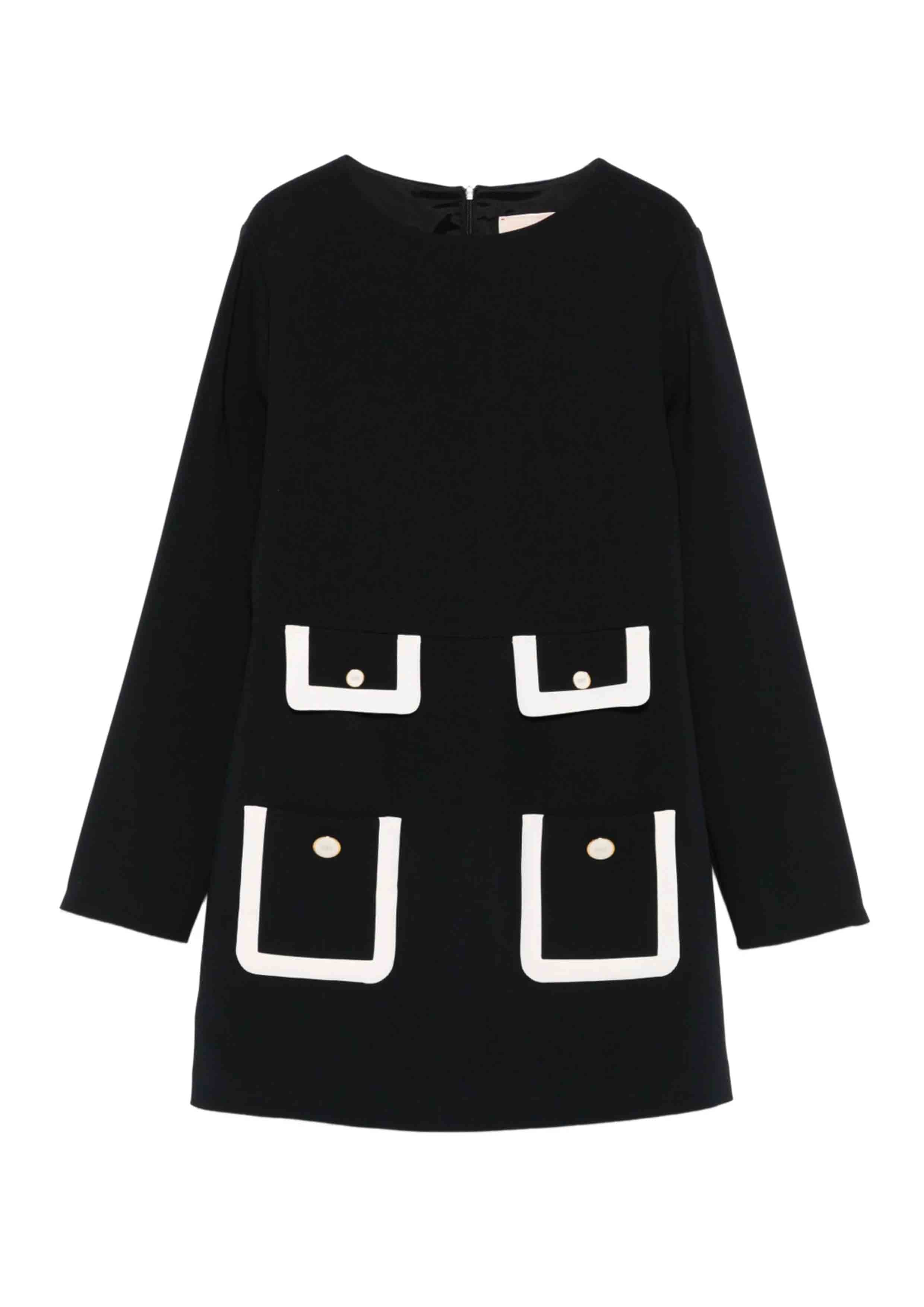 Elisabetta Franchi Black Contrast Pockets Dress