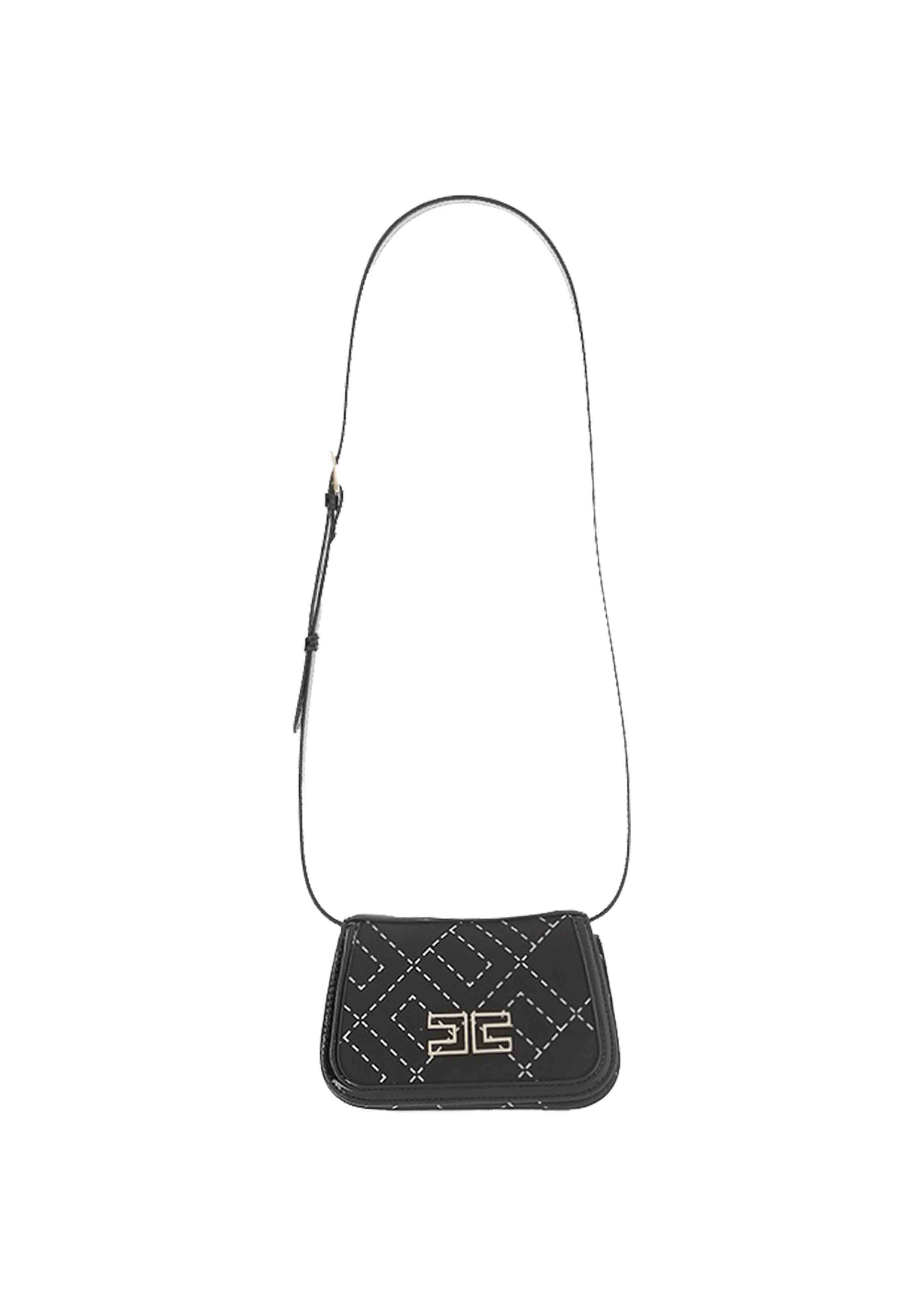 Elisabetta Franchi Black Allover Logo Print Bag