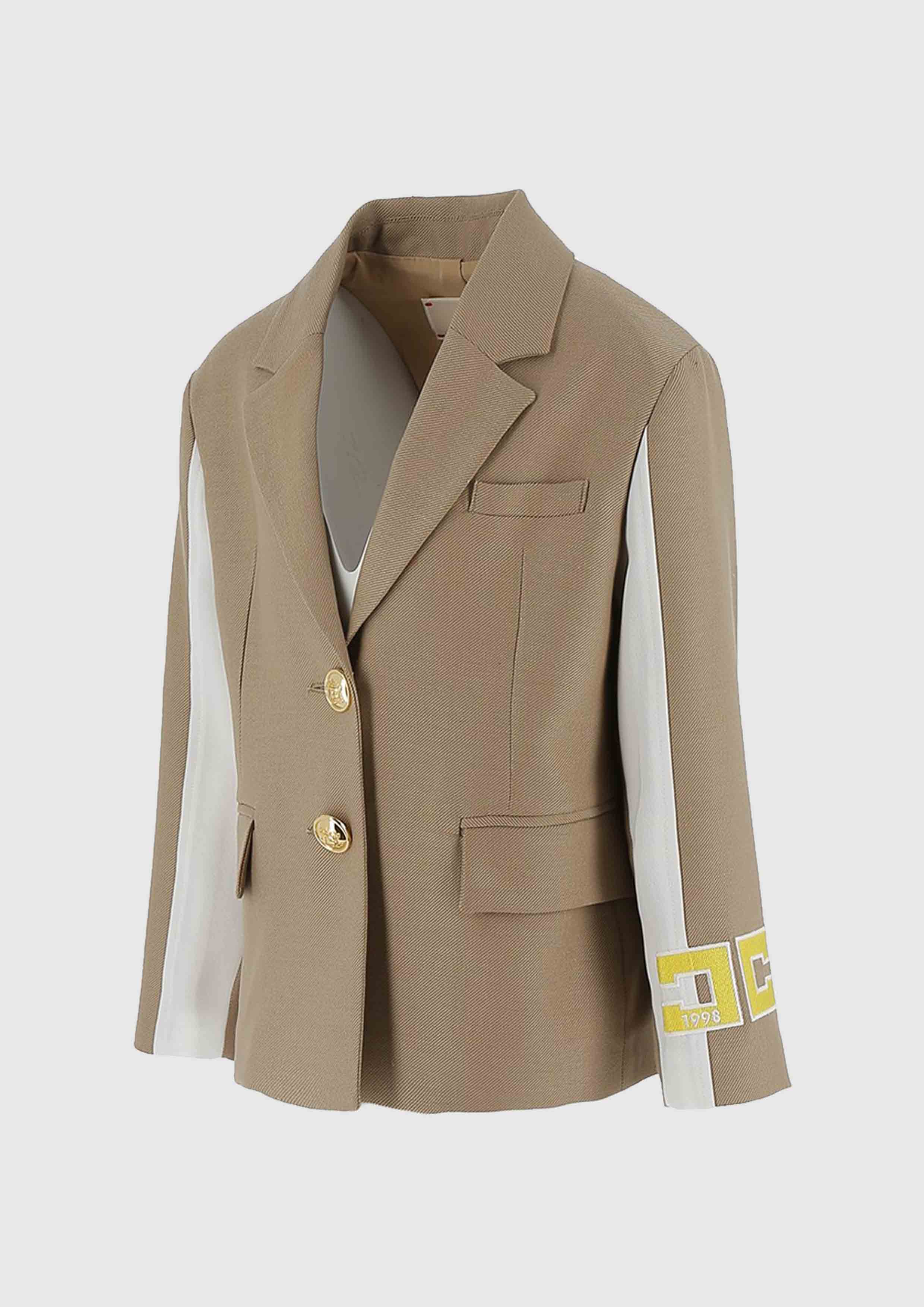 Elisabetta Franchi Camel Wool-Blend Blazer