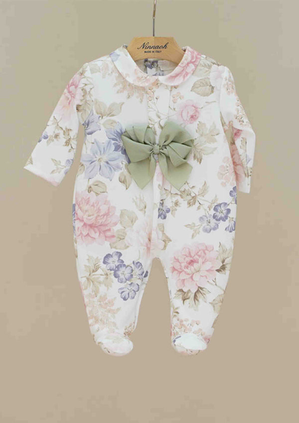 Ninnaoh Floral Onesie with Matching Hat.