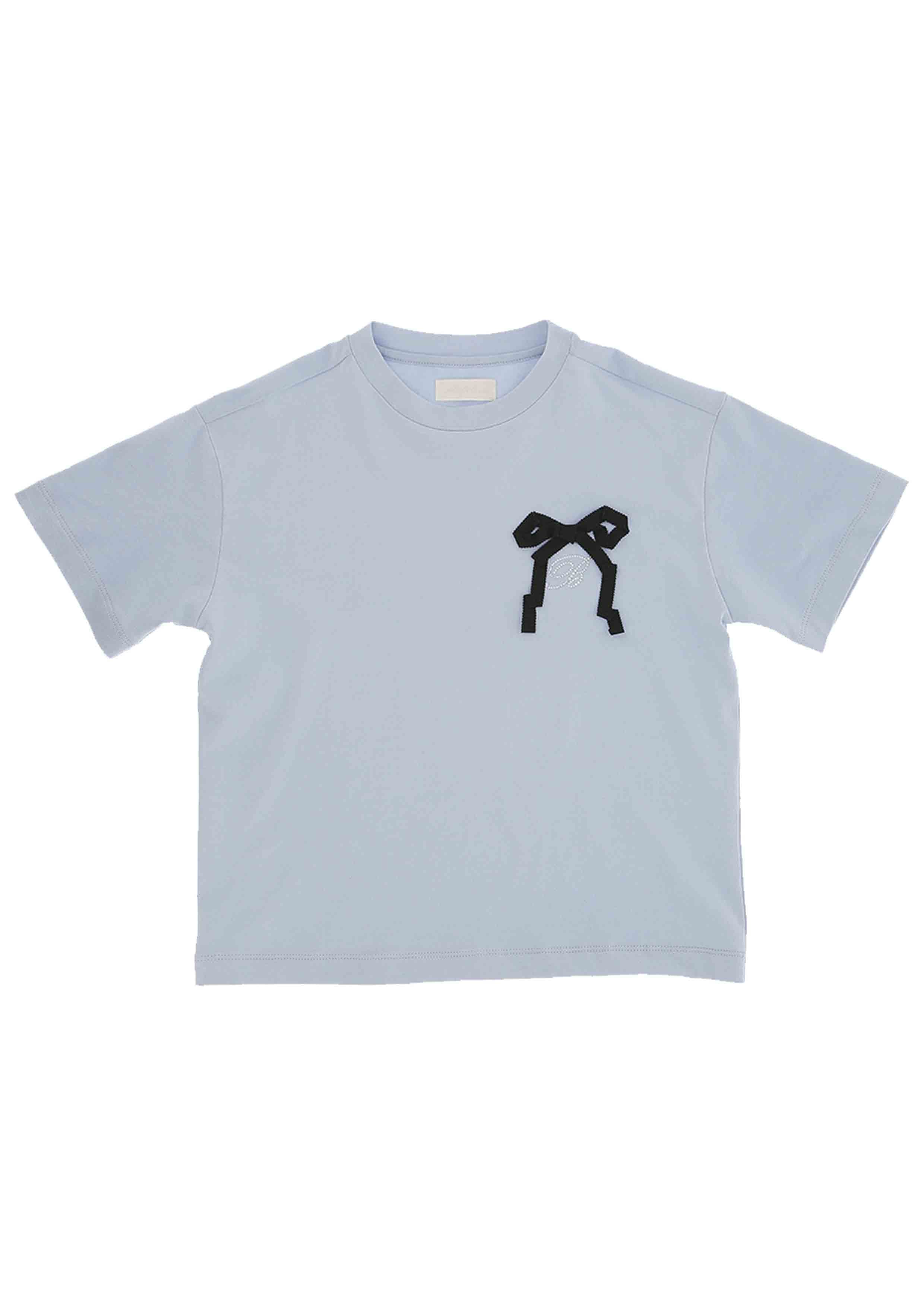 Light blue t-shirt with a black graphic on a white background