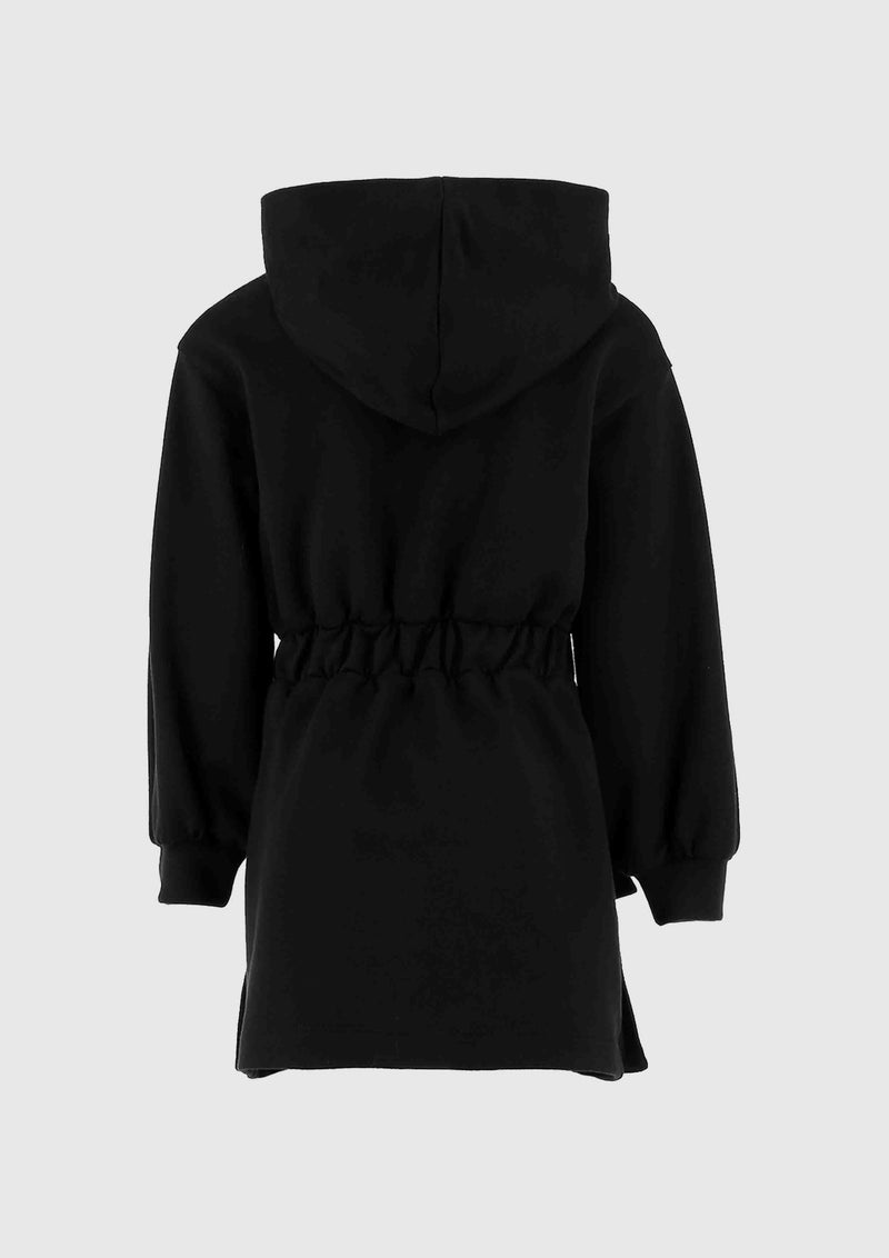 Elisabetta Franchi Black Hooded Sweatshirt Dress