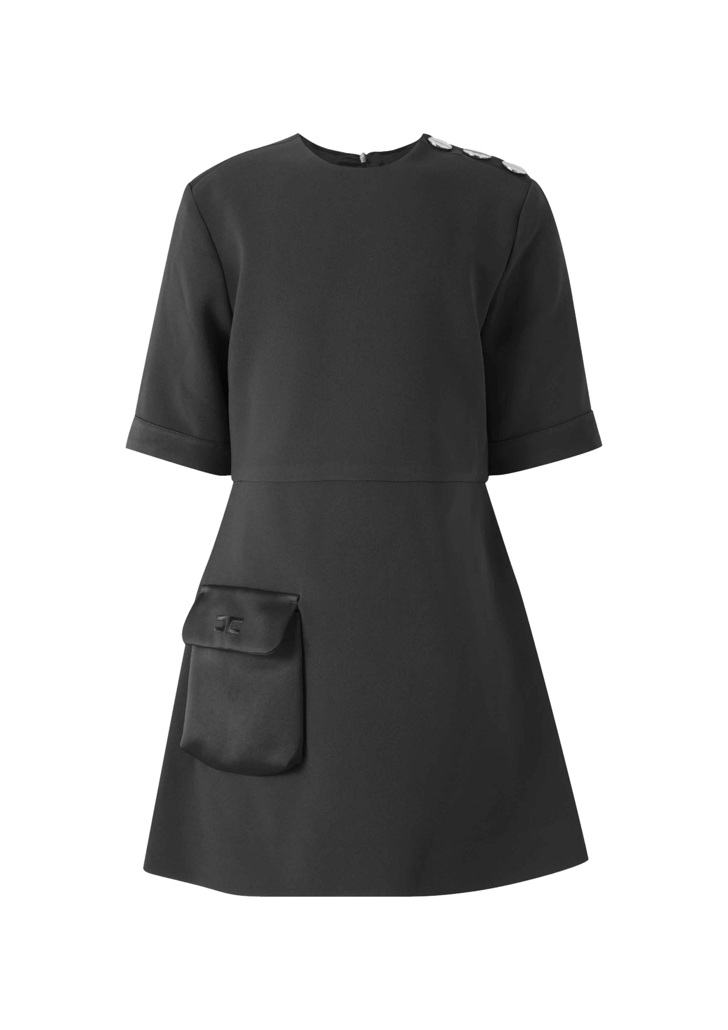 Elisabetta Franchi Patch Pocket Black Dress