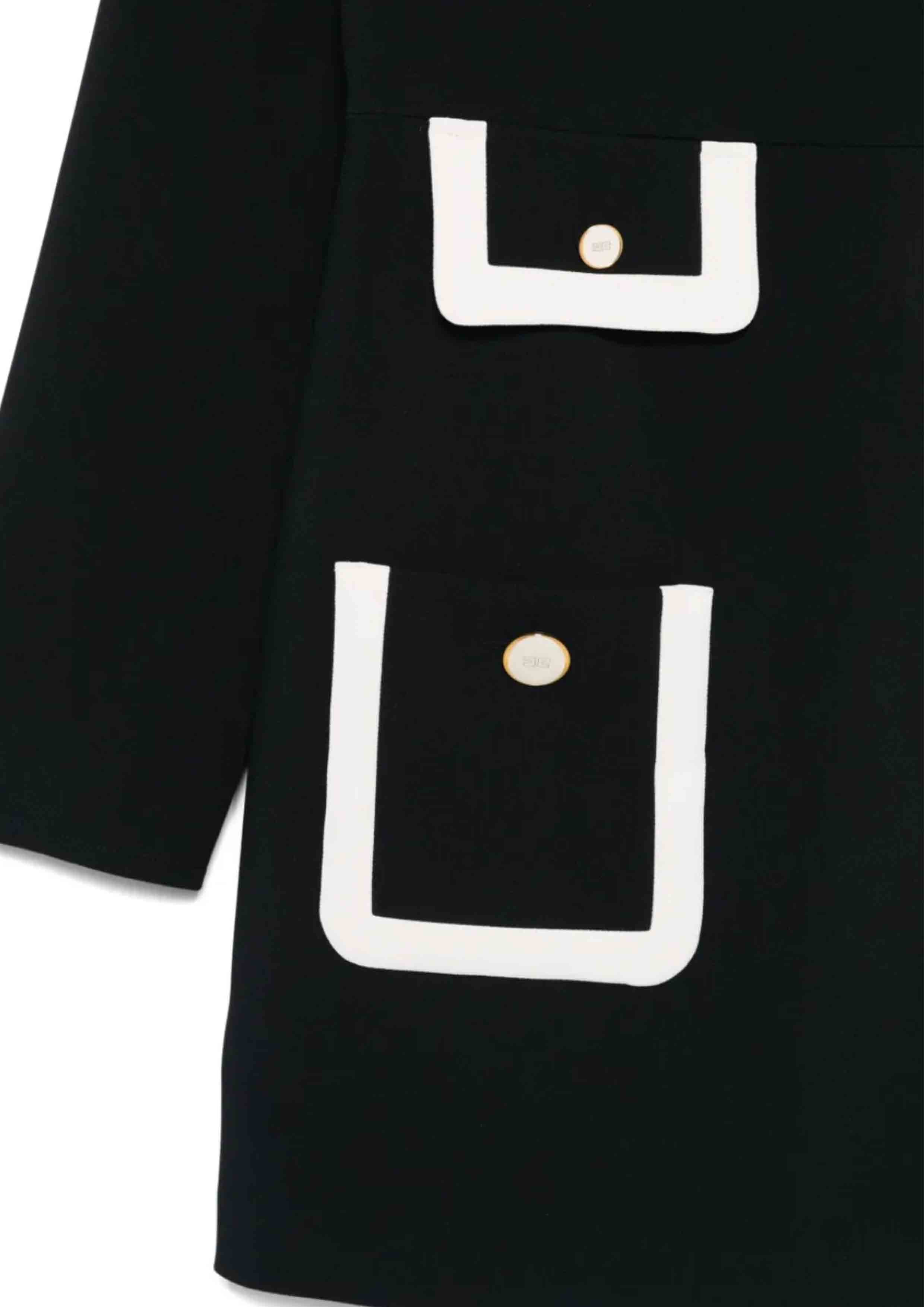 Elisabetta Franchi Black Contrast Pockets Dress