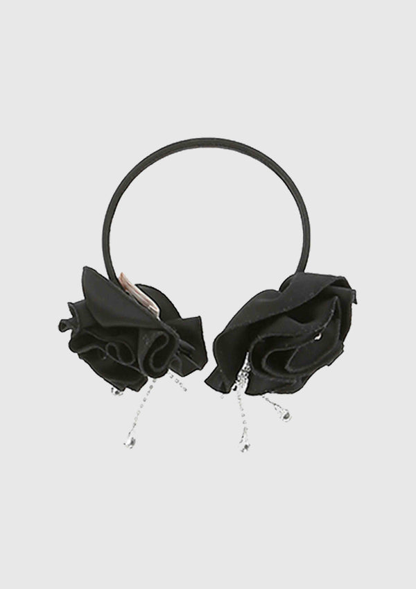 Elisabetta Franchi Black Roses and Gems Headband