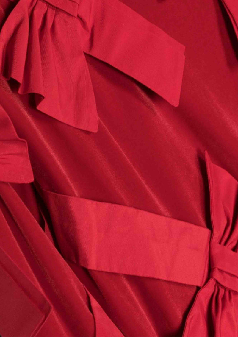 Elisabetta Franchi Oversized Red Velvet Bows Hoodie