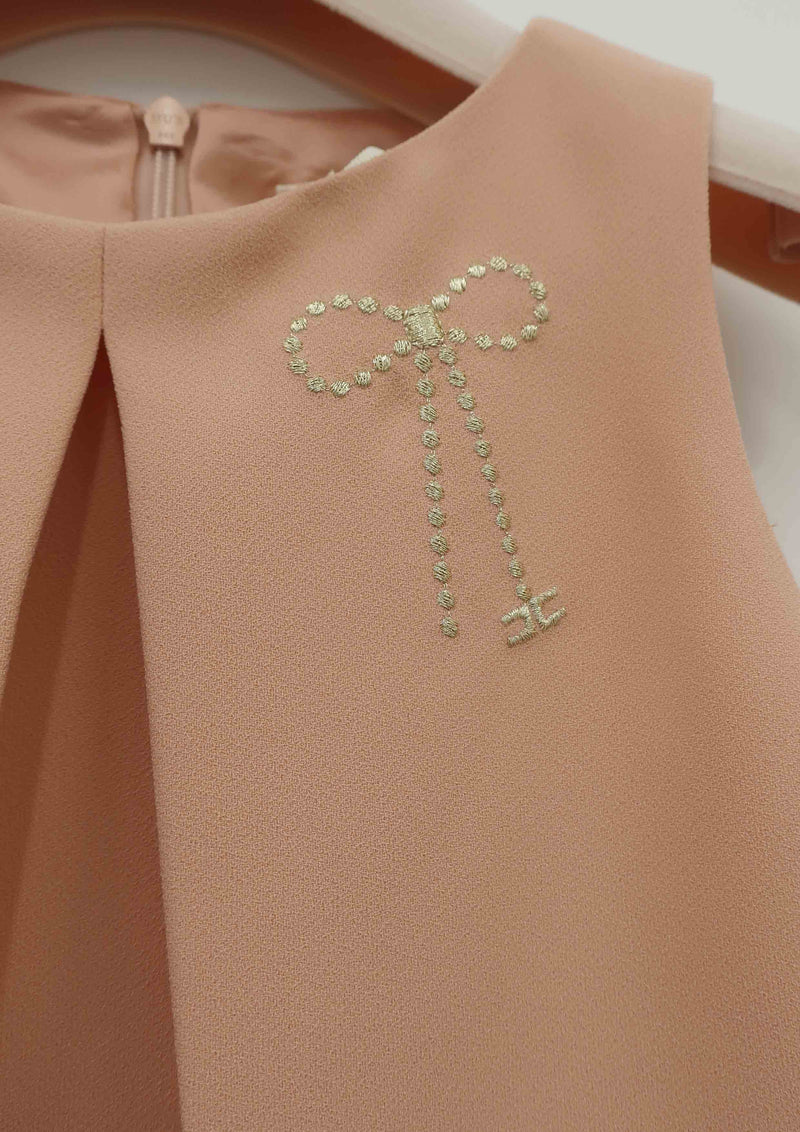 Elisabetta Franchi Crepe Dress with Bow Embroidery (Toddler)