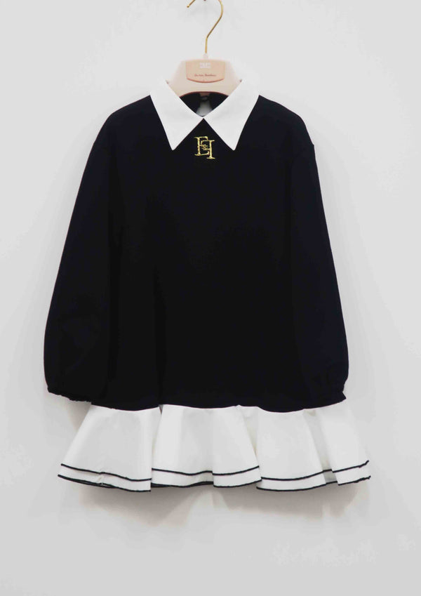 Elisabetta Franchi Black Sweatshirt Dress (Toddler Version)