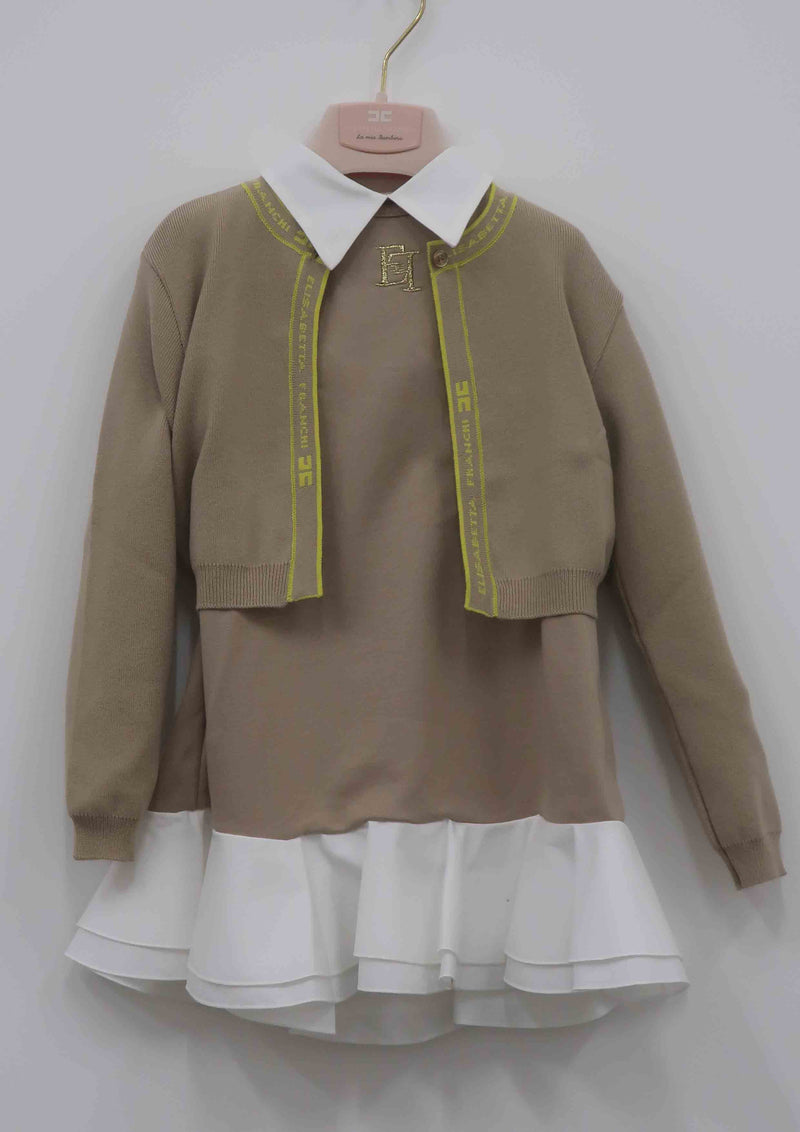 Elisabetta Franchi Camel Sweatshirt Dress (Toddler Version)