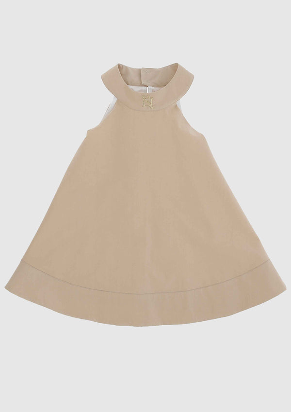 Elisabetta Franchi Camel Cotton Circle Dress (Toddler Version)