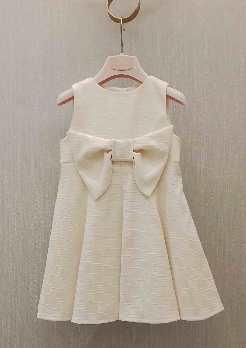 Elisabetta Franchi Ivory Jacquard Satin Dress (Toddler version)