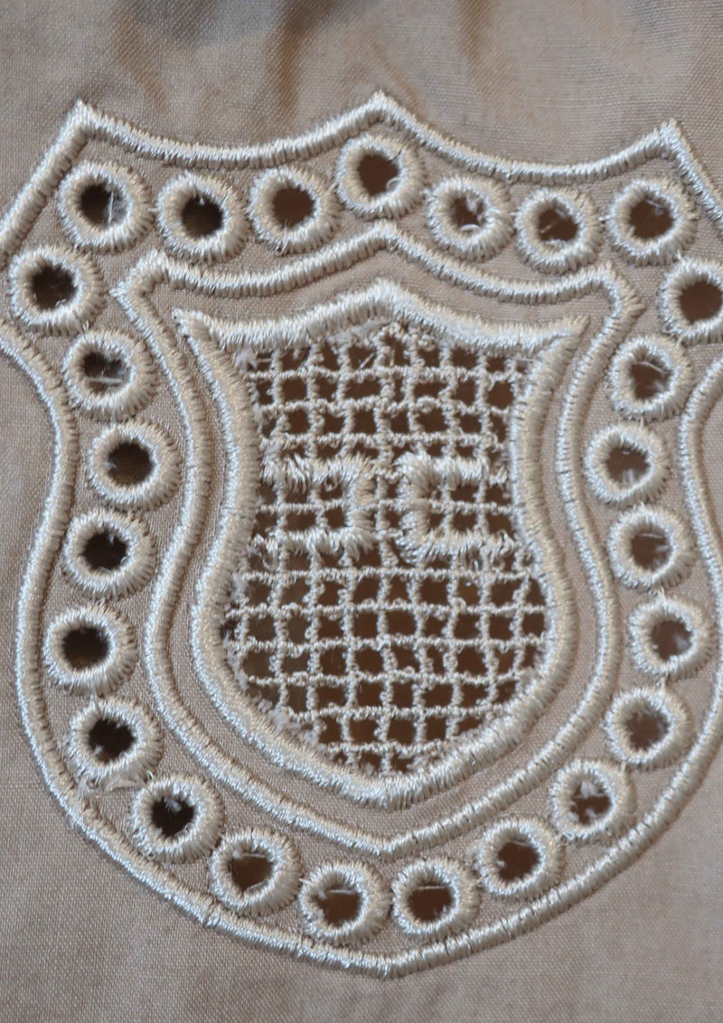 Elisabetta Franchi Beige Embroidered Emblem Poplin Onesie