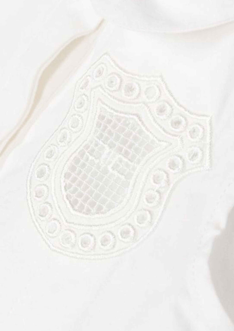 Elisabetta Franchi White Embroidered Emblem Poplin Onesie