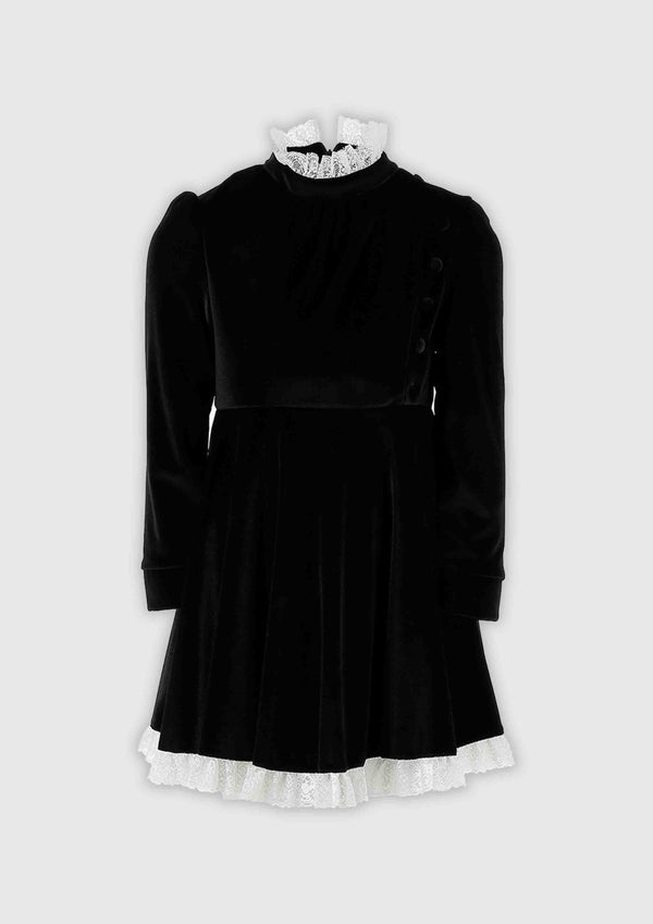 Philosophy Velour Dress with Lace Frills