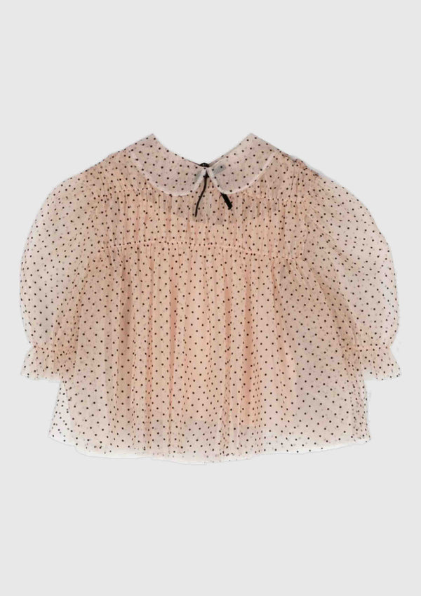 Philosophy Blush Pink Dotted Tulle Blouse