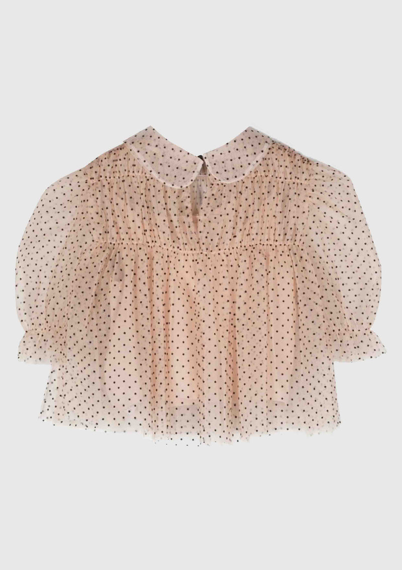Philosophy Blush Pink Dotted Tulle Blouse