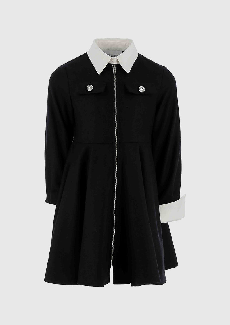 Ermanno Scervino Navy Dress with Shirt Collar and Cuffs
