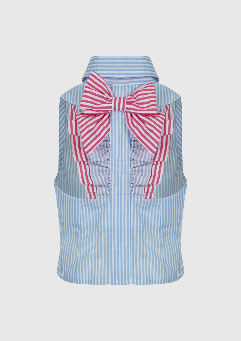 Lapin House Sleeveless Striped Shirt With Back Detail
