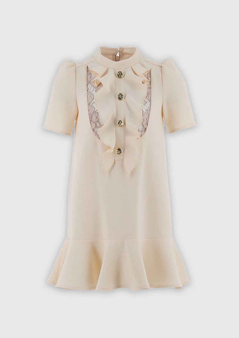 Light Pink Dress With Lace and Gold Buttons