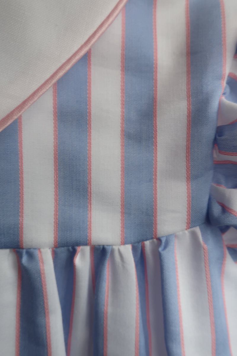 Baby A Blue Stripe Embroidery Dress - Tiny Models