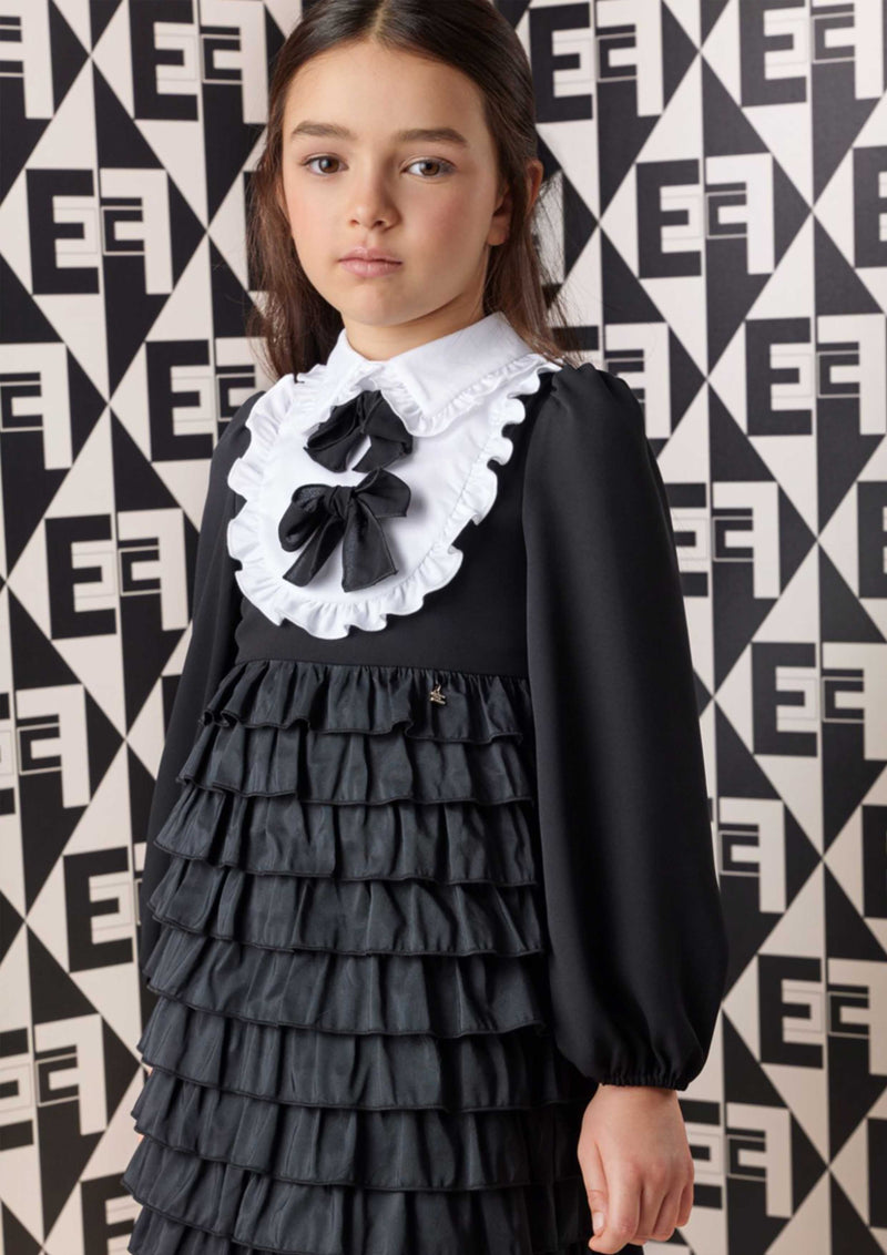 Black Layer With Bib and Bow Dress - Tiny Models