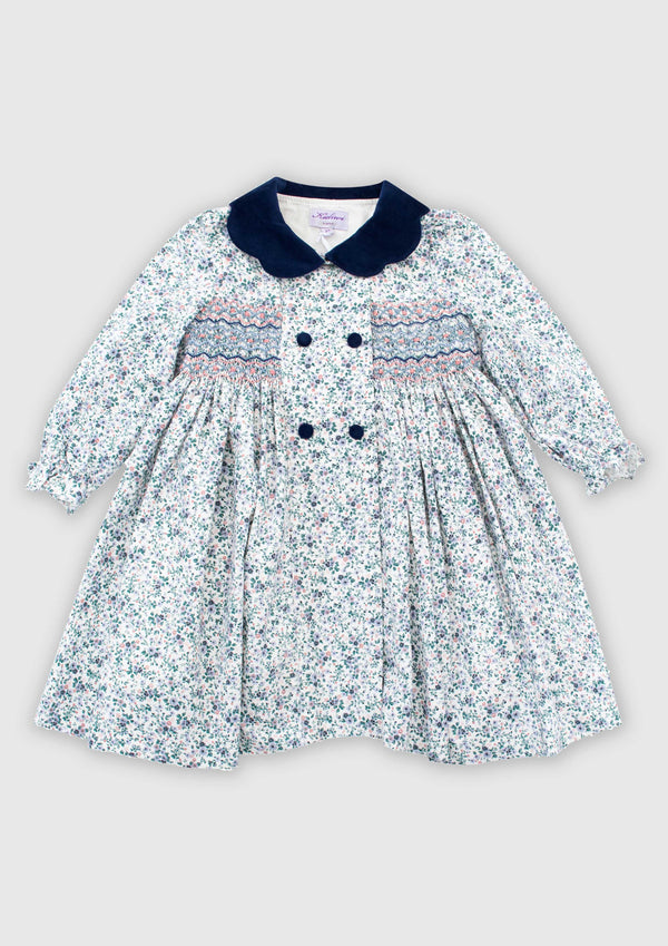 Blue Flower Print Smock Dress - Tiny Models