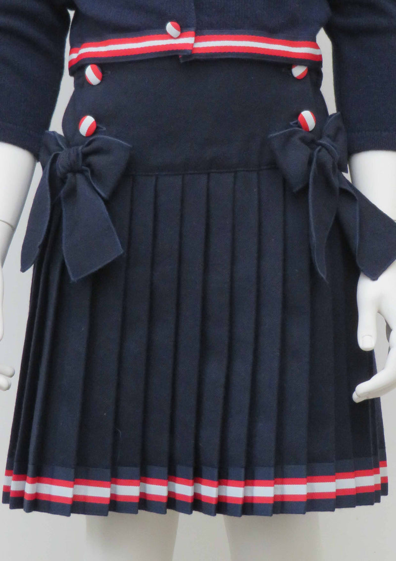 Pleated red wool skirt clearance