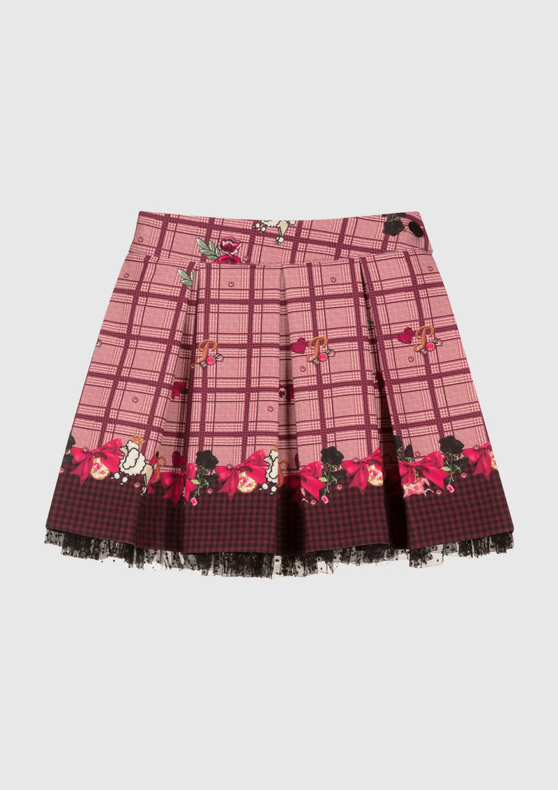 Burgundy Pink Check Skirt - Tiny Models