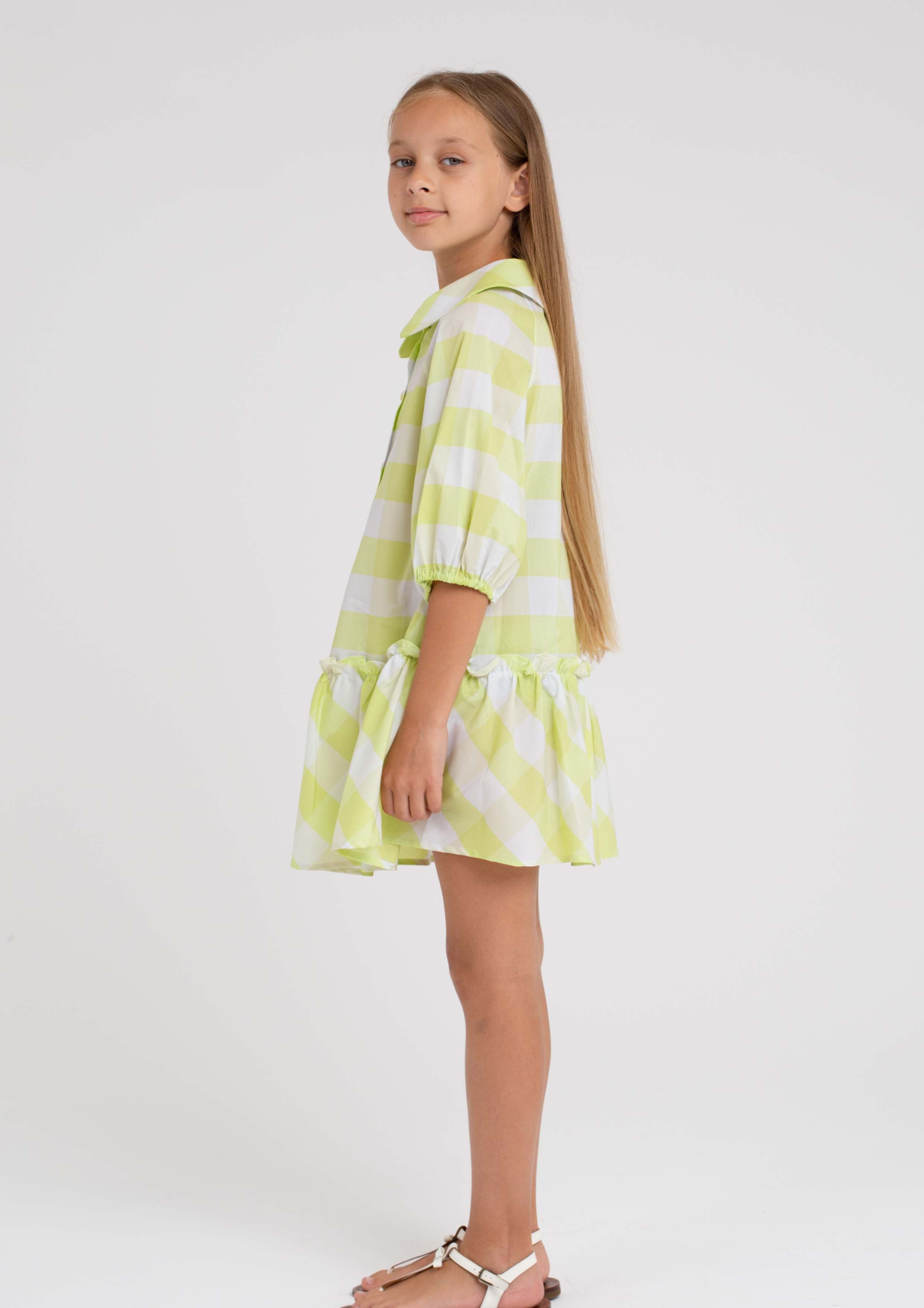 Piccola Ludo Colorado Lime Check Dress