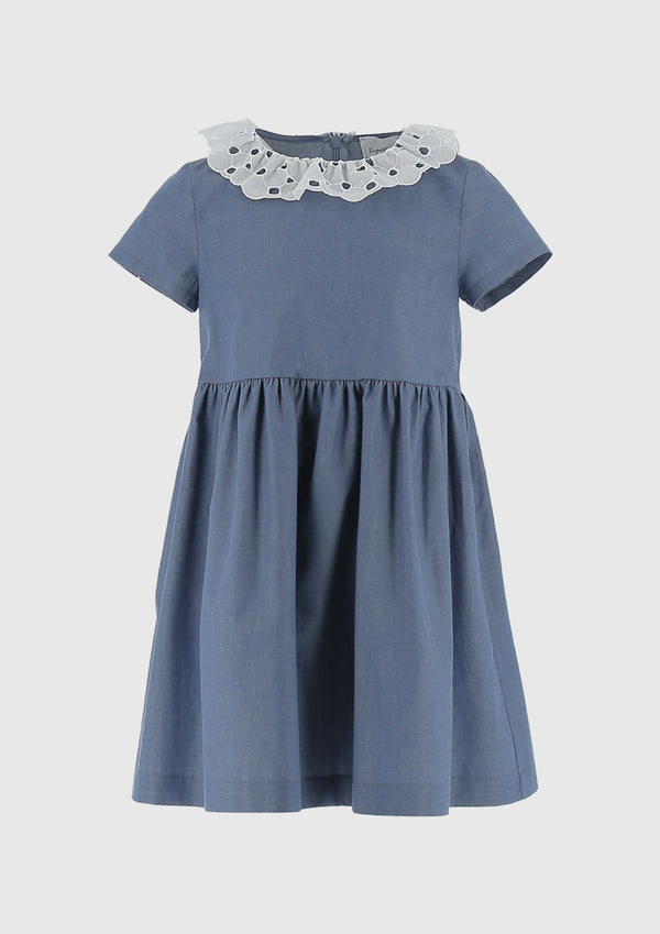 Le Petit Coco Chambray dress with white collar Tiny Models