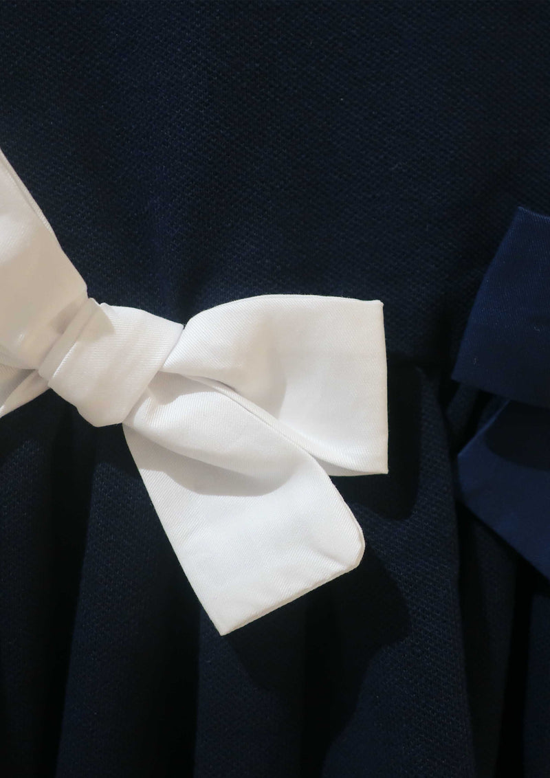 Malvi & Co Navy Piquet Jersey Dress With Ribbons