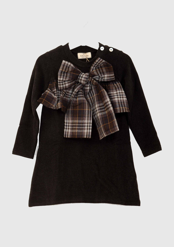 Dress with checked bow and frill