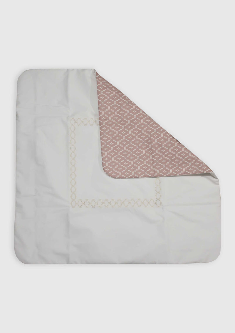 Elisabetta Franchi Poplin monogram ivory/dusky-pink blanket
