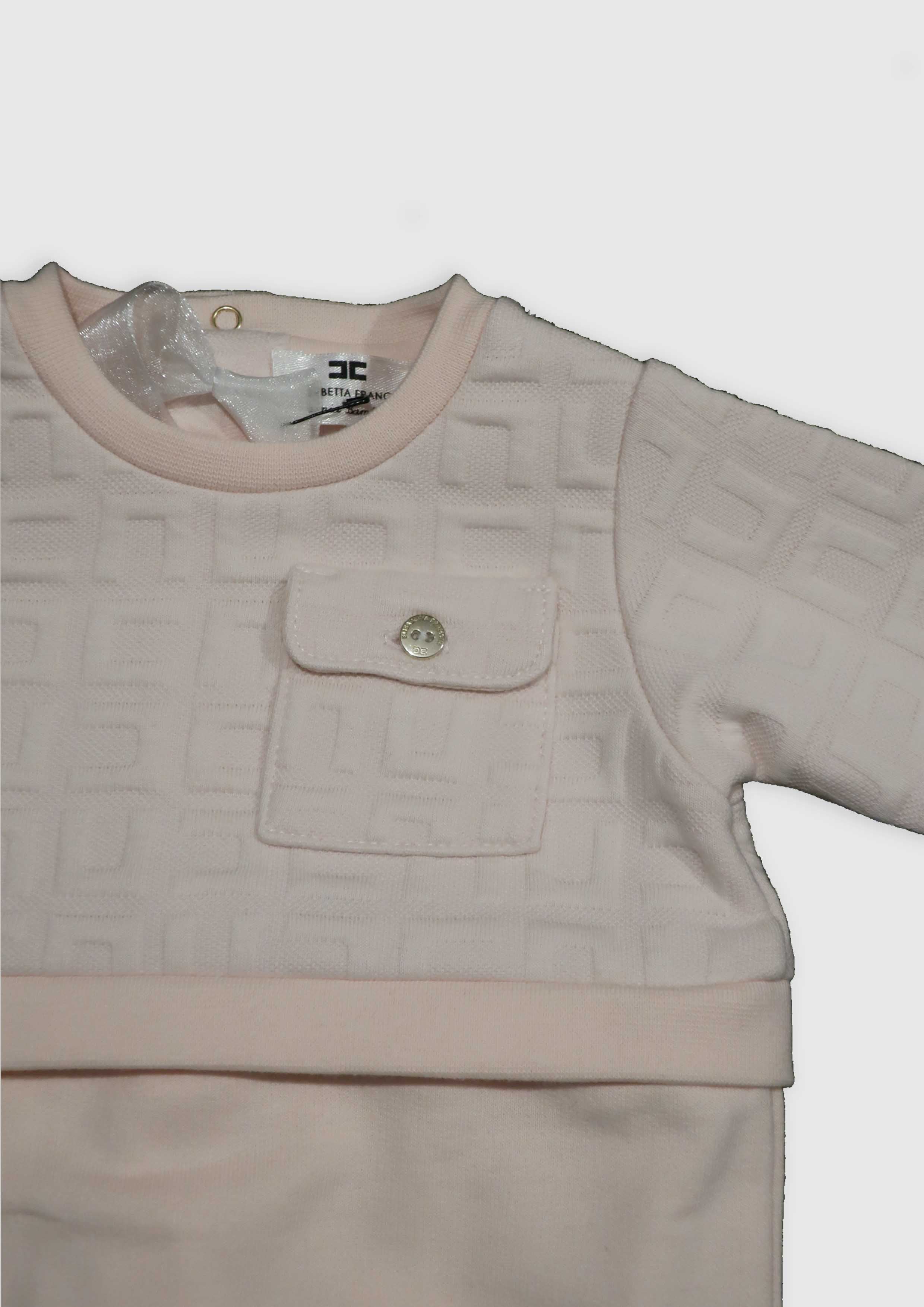 Elisabetta Franchi Embossed Logo Soft-Pink Babygrow