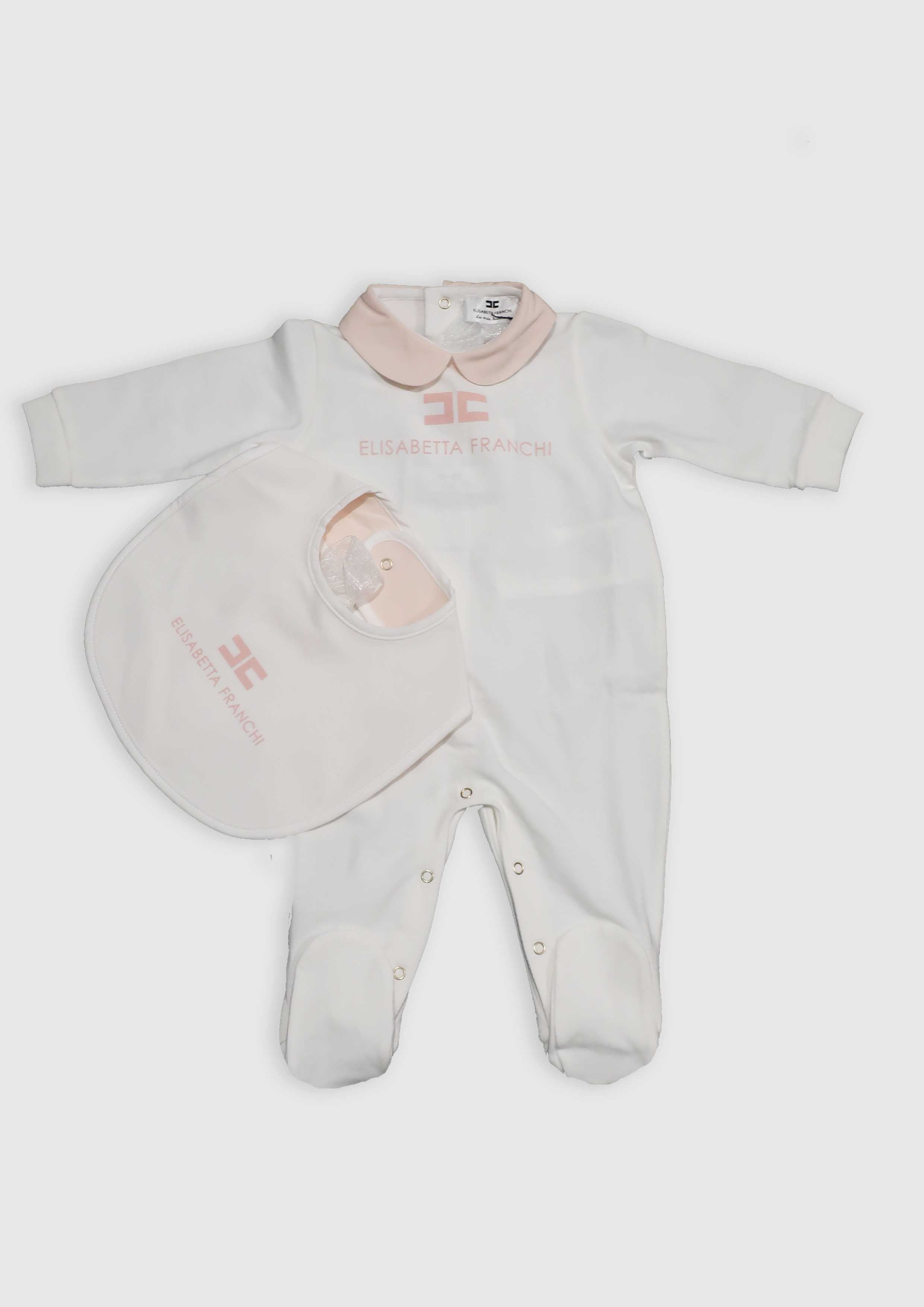 Elisabetta Franchi classic pink/ivory jersey babygrow