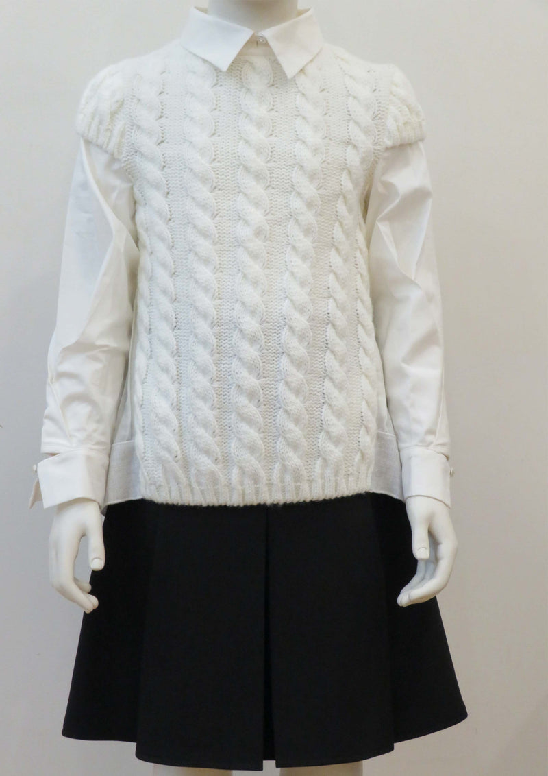Lapin House Off White Knit and Pleats Blouse