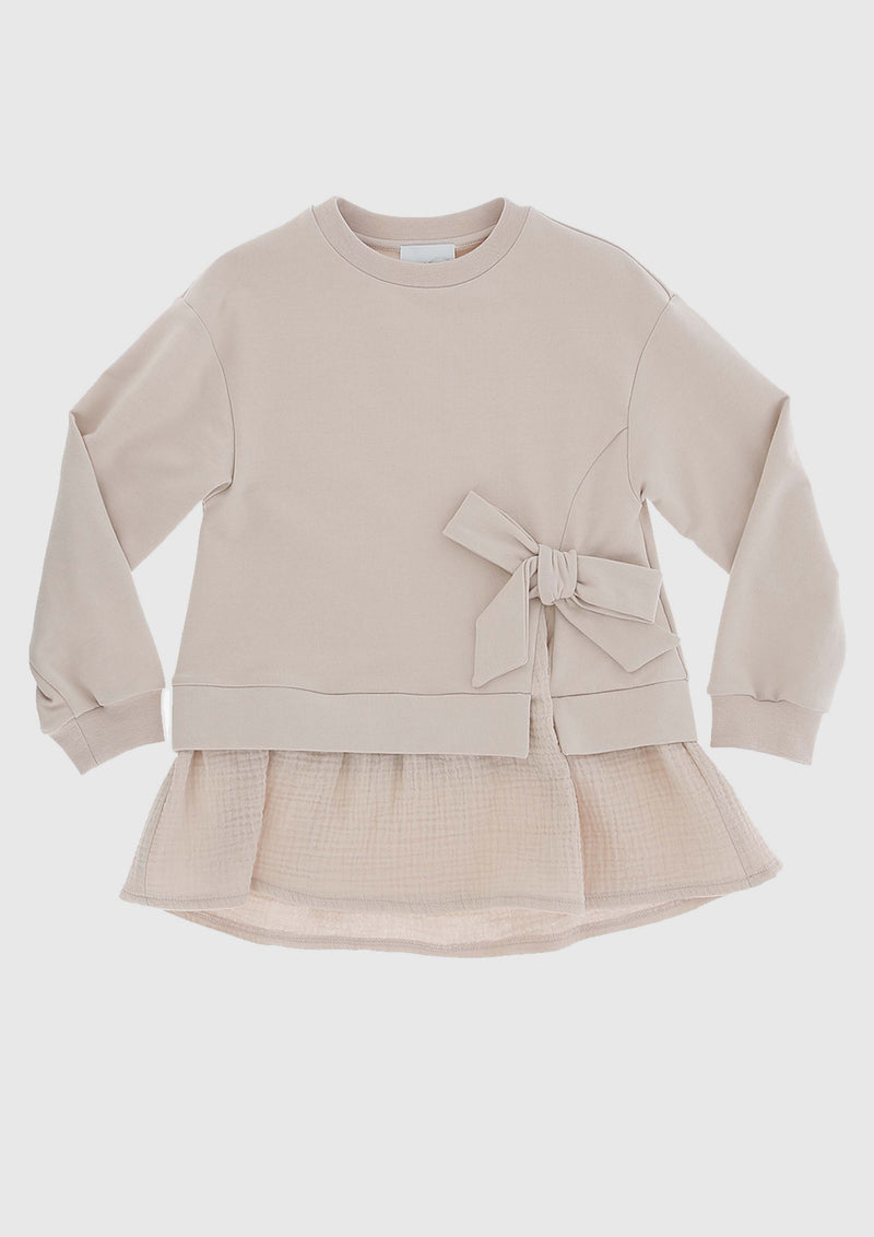Le Petit Coco Pale-pink Sweatshirt with Flounce and Bow